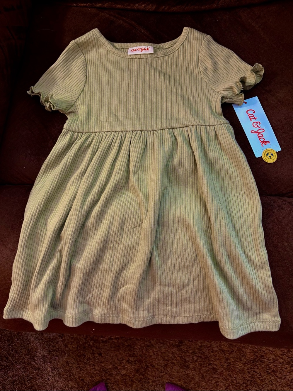 Cat & Jack Olive Green Ribbed Kids' Dress. Size 2T. NWT.